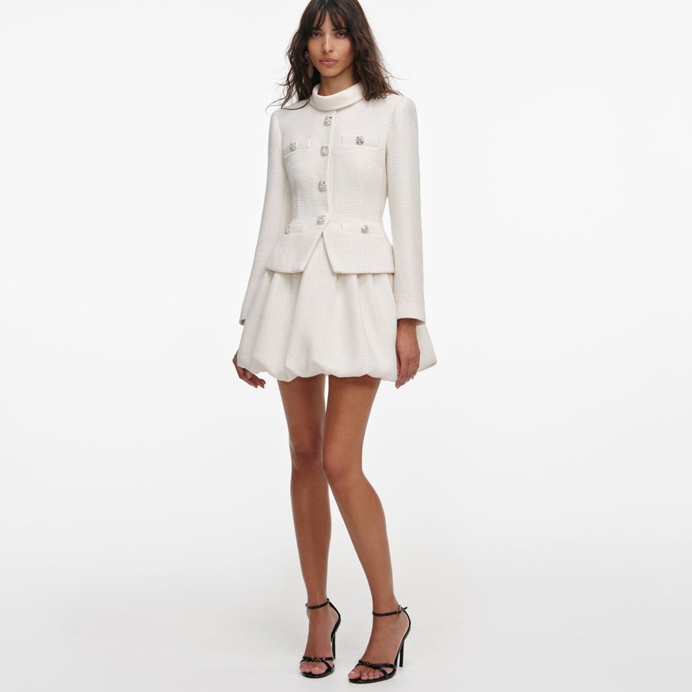 SOLD OUT
Self-Portrait NEW CREAM BOUCLE COLLARED MINI DRESS - Picture 2 of 9